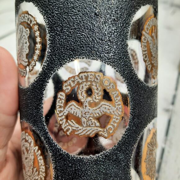 Vintage 4 Libbey Coin‎ Textured Highball Glasses Black & Gold - Picture 5 of 9